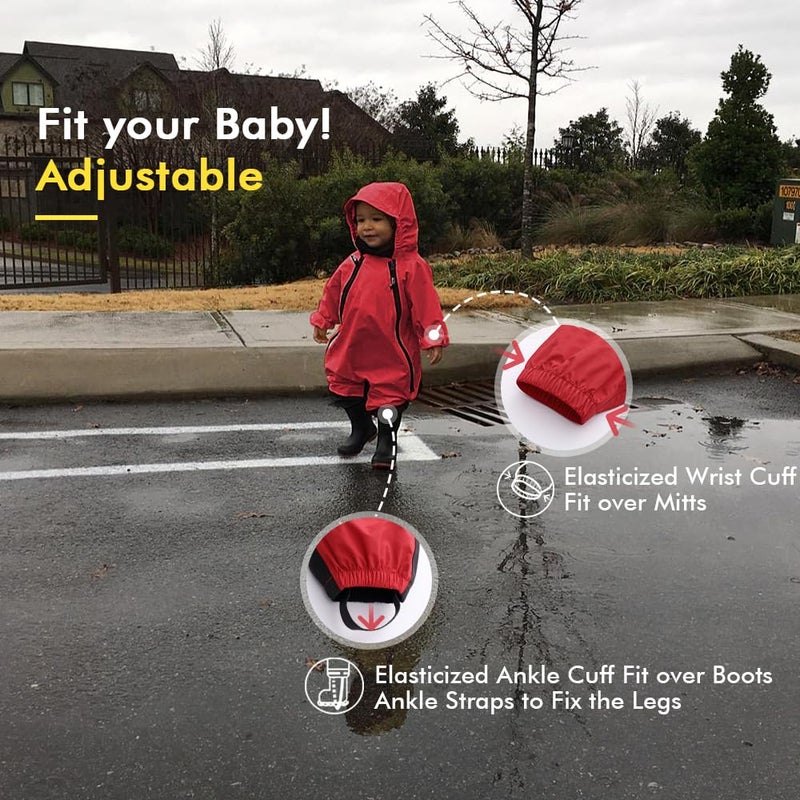 HAPIU Kids Toddler Rain Suit Muddy Buddy Waterproof Coverall,Molten Lava,2T,Original - Image 3